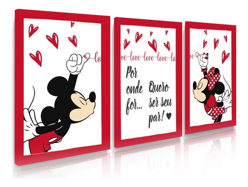 Kit Quadros Decorativos Sala Quarto Casal Mickey E Minnie