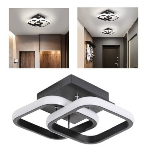 Lámpara De Techo Led Negro Para Baño 24x20x12.5cm D