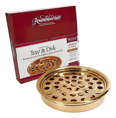 Bandeja De Acero Inoxidable Y Disco De Vasos Para Santa Cena Color Dorado
