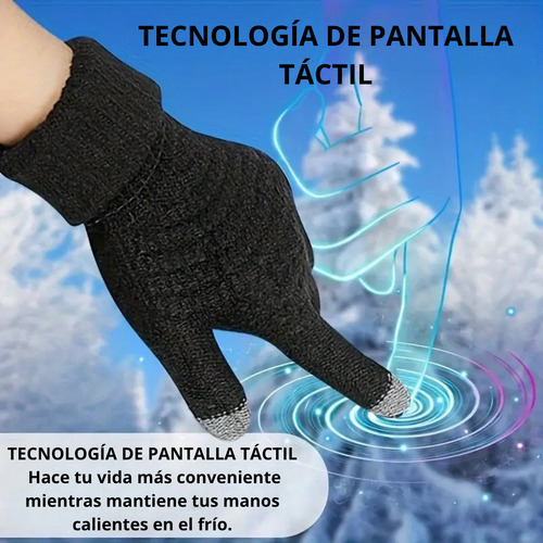 Guantes De Lana Térmicos Touch Invierno Frio Táctil Unisex Negro Lana