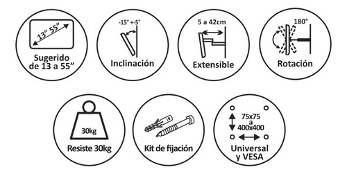 Imagen 6 de 7 de Soporte Móvil Tv Led Lcd 32 40 43 49 50 55 Brazo Doble Sanyo