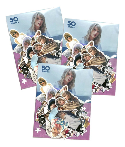 Taylor Swift 3 Paq De 50 Stickers + Regalo Sorpresa