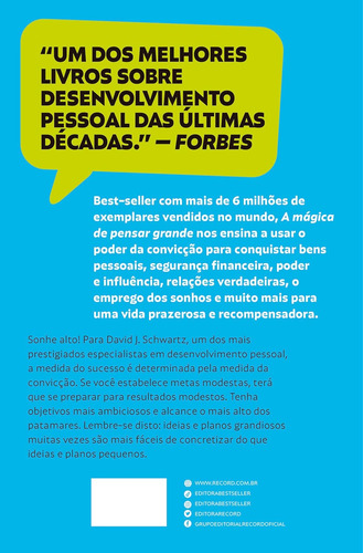 A Mágica De Pensar Grande (edição De Bolso), De Schwartz, David J.. Editorial Editora Best Seller Ltda, Capa Mole Em Português, 2012
