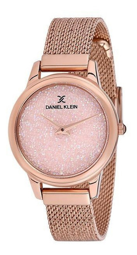 Imagen 2 de 4 de Reloj Femenino Daniel Klein Rosa/oro Resistente Agua Acero