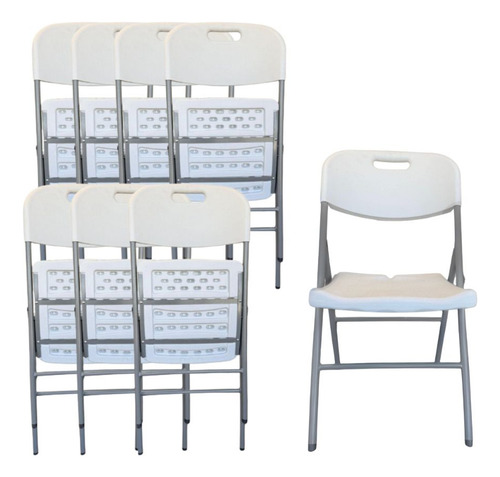 Combo 2 Pack 4 Sillas Plegables Blanca Color Blanco Lisa