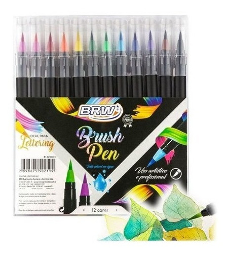 Imagem 4 de 6 de Kit Estojo 12 Caneta Pincel Brush Pen - Lettering - Lindas