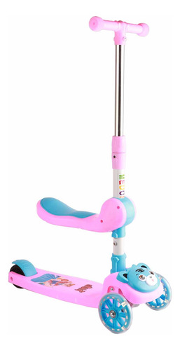 Scooter De 3 Ruedas Plegable Altura Ajustable Luces De Rueda