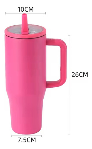 Termo 1200ml Doble Pared Térmico Acero Inoxidable Con Popote Fucsia