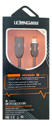 Cabo De Dados Micro Usb V8 1m Metálico Max-0313 Cor Dourado