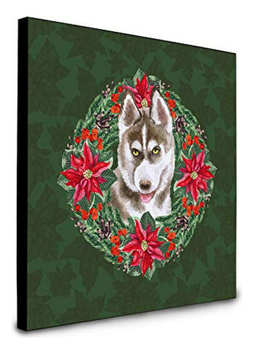 Caroline's Treasures Siberian Husky Gris Poinsetta Wreath Pa