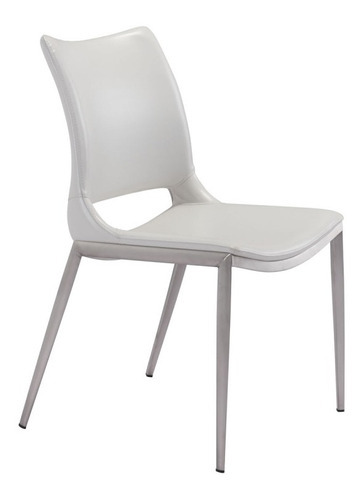 Silla De Comedor Ace Blanco/acero Këssa Cdmx Color De La Estructura De La Silla Plateado Color Del Asiento Blanco Diseño De La Tela Liso