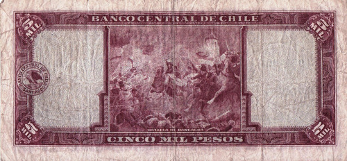 Billete Chile - 5000 Pesos - Wc 117 - En Mendoza (Usado)