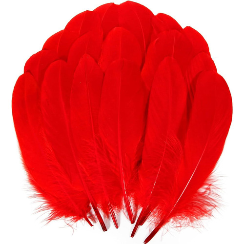 Plumas Ganso Pavo Decorativa Naturales Con 50 Plumas 15-20cm Color Rojo