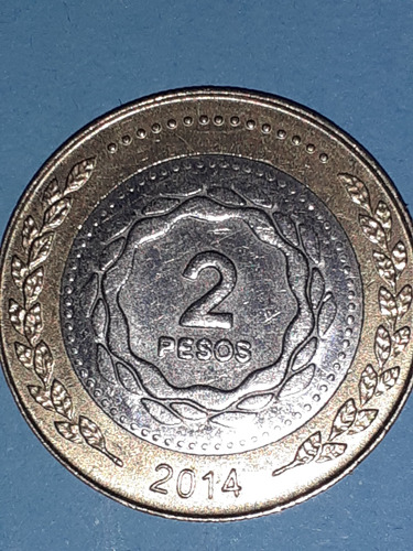 Moneda Argentina De 2 Pesos Del Año 2014 Bicen. De Re. Mayo