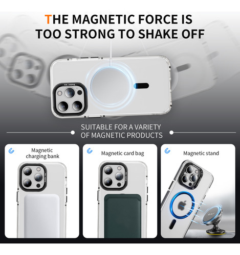 Funda De Teléfono Transparente Con Carga Inalámbrica Magnetic Soporte De Lujo Para iPhone