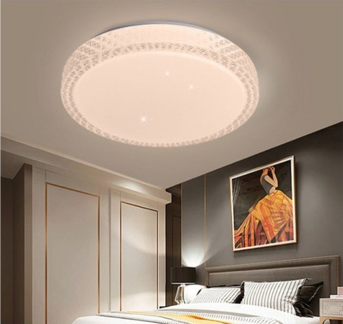 Plafon Acrílico Redondo Brilhante Led Tipo Cristal 3 Cores M Estrutura Branco 110v/220v