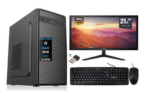 Computador I3 10a - 8gb Ddr4- Ssd 240gb - W10 + Monitor 21,5