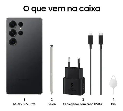 Celular Samsung Galaxy S25 Ultra 5g, 512gb, 12gb Ram, Câmera