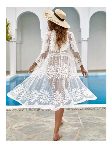 Tapados Kimonos Tapado Mujer Tapados De Mujer Playero Blanco