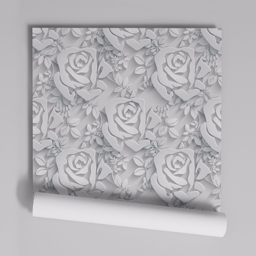 Adesivo De Parede Floral Textura Rosa Cinza 1,00x0,50m Fl-51