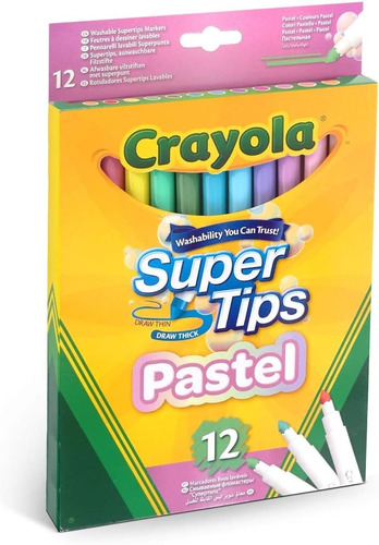 Marcadores Plumones Crayola Super Tips Pastel 12 Colores