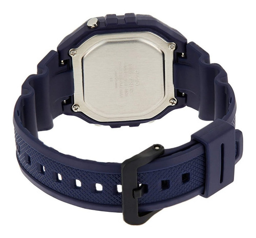 Imagen 2 de 2 de Reloj de pulsera Casio Youth W-218H de cuerpo color azul, digital, fondo gris, con correa de resina color azul, dial negro, minutero/segundero negro, bisel color azul, luz ámbar y hebilla simple