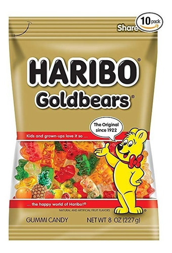 Haribo Gold-osos Gummi Candy, 8 Oz. Bolsa (pack De 10)