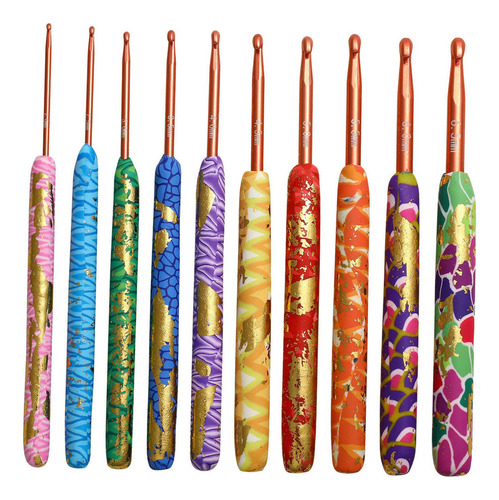 10xcolorful Crochet Hooks Set Agujas De Ganchillo De