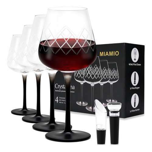 Miamio Copas De Vino Tinto De 16 Onzas Juego De 4 Copas De
