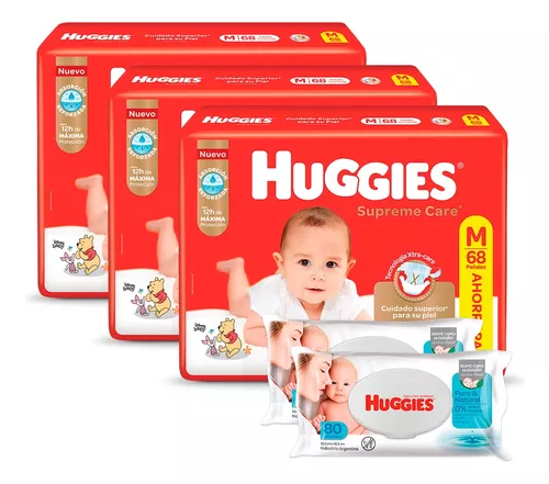 Toallitas Húmedas para Bebé Huggies Cuidado Puro 3 paquetes de 80 Toallitas