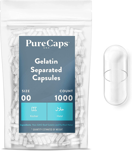 Purecaps Usa - Cápsulas Vacías De Gelatina Transparente Tama