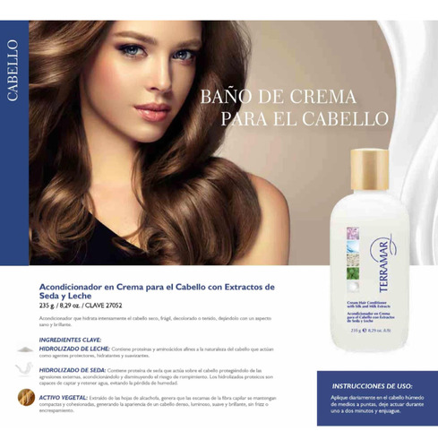 Acondicionador En Crema Para Cabello Terramar, 235 Mls.