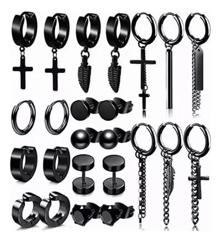 12 Pares De Pendientes De Acero Inoxidable SternSinn ¡Negro Y Plata, Hipoalergénicos! Para Hombres Y Mujeres