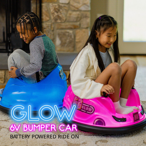 Bumper Car Flybar Blue Glow 6v Battery For Kids 1.5+ Years