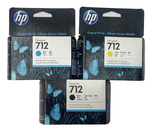 Cartuchos Kit X3 Hp 712 N 38ml + 712 Cian-amarillo Original