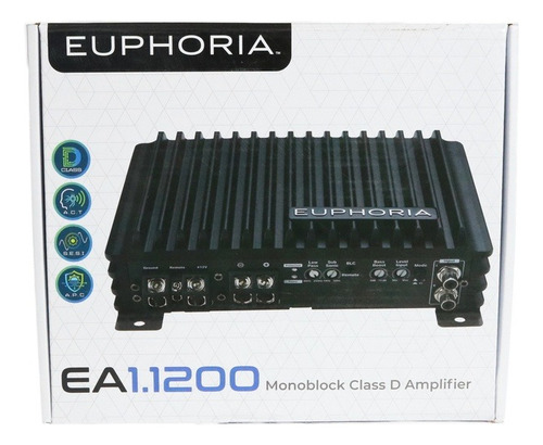 Amplificador de Audio Para Automóvil Euphoria By DB Drive EA1.1200 EA Series Clase D Monoblock 1 Canal 1200 Watts Color Negro