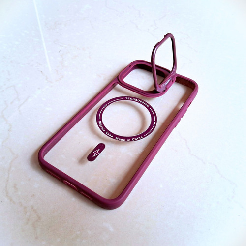 Funda Para Iphone 14 Plus/pro Max Estilo Magsafe Lens Stand Bordó