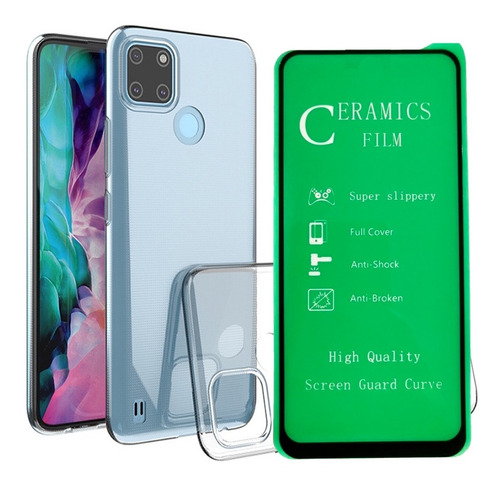 Funda Estuche Transparente + Vidrio Cerami Para Realme C21y