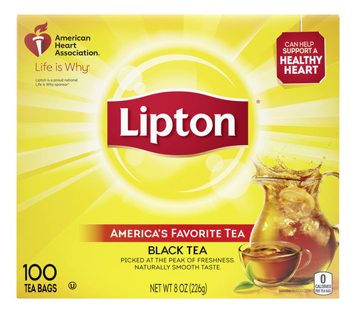 Lipton Bolsas De Te Negro Para Te Caliente O Helado, 100 Uni