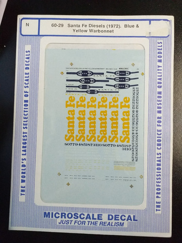 Tren - Calcomanía Santa Fe  Microscale #60-29  Escala N