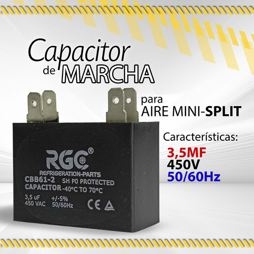Capacitor D Marcha P/aire Mini-split 3.5mf 450vac Rgc/ 04009