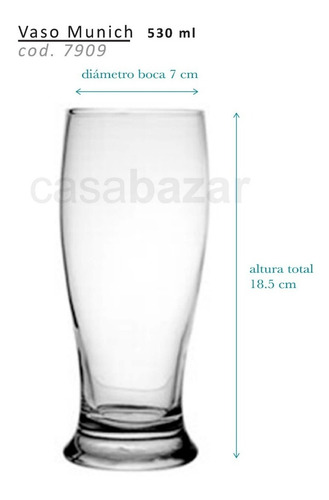Imagen 2 de 6 de Vaso Vidrio Munich - Amsterdam Nadir Cerveza Pinta 530mlx1u