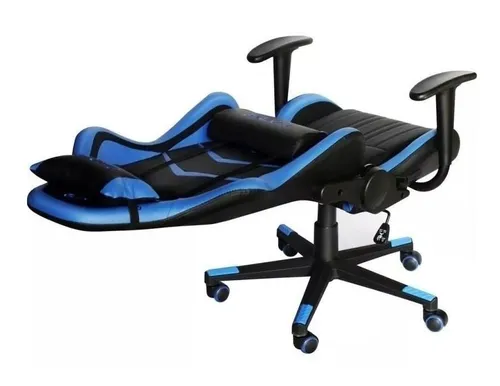 Silla de escritorio Marvo CH-106 Gamer Ergonómica Negra/Azul Tapizado de Cuero Sintético