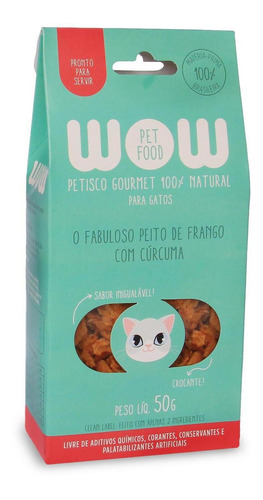 Petisco Natural Wow Pet Food Frango E Cúrcuma Para Gatos 50g