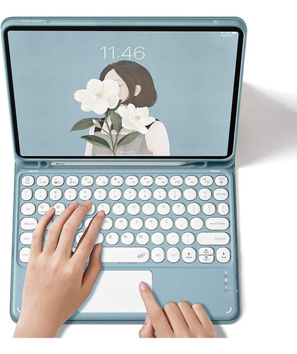 Funda C/teclado Anmengxinling Para iPad Air 5/4g Sky Blue