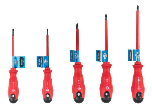 Imagen 1 de 2 de Combo Bulit Electricista 5 Destornilladores Rectos Y Philips