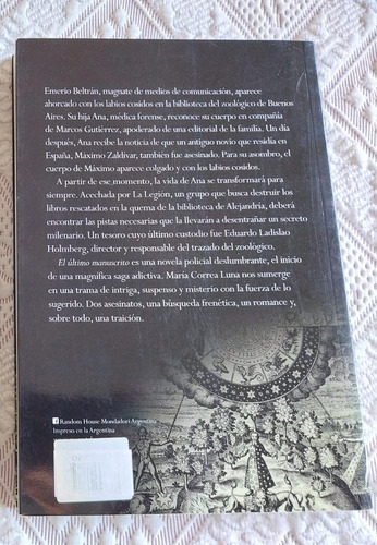Libro El Ultimo Manuscrito - Maria Correa Luna (Usado)