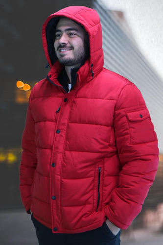 Chamarra Calvin Klein L Rojo Con Capucha Desmontable