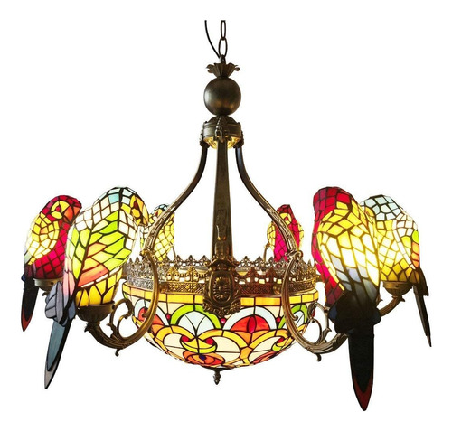 Parrot Tiffany Chandeliers  Heads Vitrales Led E A