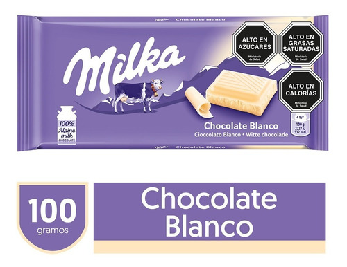 Imagen 1 de 7 de Milka Chocolate Blanco Barra 100 Gr